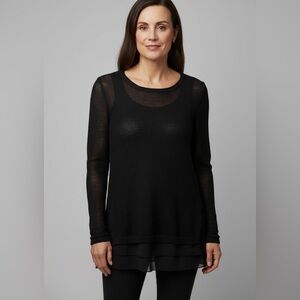 Simply Vera Vera Wang Black Sheer Sweater with Chiffon Trim – Size S